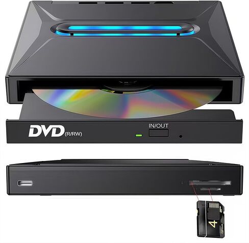 Portable External CD/DVD Drive for Laptop Desktop, 8 in 1 Burner CD/DVD +/- RW Reader Writer Disk Duplicator, External ODD & HDD Device in Saudi Arabia