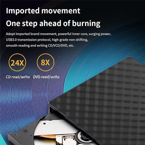 1Pack,USB External DVD/CD Drive - Dual USB & Type-C Portable Burner for Laptop & Desktop, Black Diamond Design for Home & Office Entertainment in Saudi Arabia