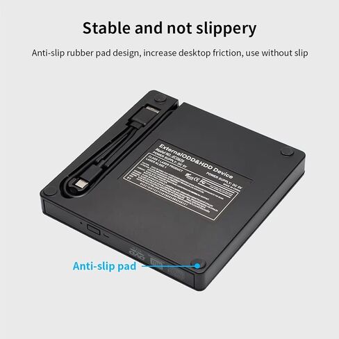 1Pack,USB External DVD/CD Drive - Dual USB & Type-C Portable Burner for Laptop & Desktop, Black Diamond Design for Home & Office Entertainment in Saudi Arabia