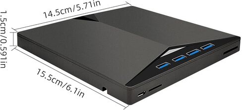 External CD DVD Drive 7-in-1 USB 3.0 Portable Optical Drive CD DVD Player Burner with 3 USB Ports and SD TF Card Reader Ultra Slim External Disk Drive for Laptop PC Windows Mac Linux Computer in Saudi Arabia