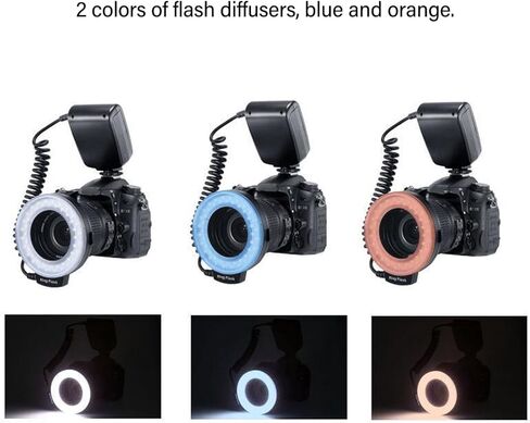 Diyeeni Macro Flash Light, 48 LED Flash Light with LCD Display 9 Adapter Rings 4 Lighting Modes 7 Level Brightness, for Most DSLR Cameras in Saudi Arabia