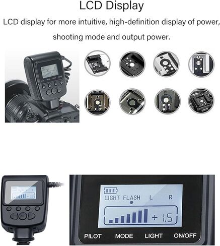 Diyeeni Macro Flash Light, 48 LED Flash Light with LCD Display 9 Adapter Rings 4 Lighting Modes 7 Level Brightness, for Most DSLR Cameras in Saudi Arabia