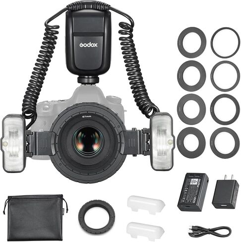 Godox MF-T76 C Macro Twin Flash Kit – 76Ws TTL/HSS, 1/256 Fine Power Control, 1.2s Recycle, 100m 2.4G Wireless, 7.2V 2980mAh Li-ion Battery for Canon Camera Macro Photography in Saudi Arabia