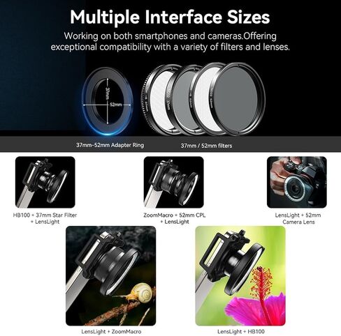 Macro Lens Fill Light Ring Light 3 Colors 5 Levels 2700k-6500k 32LED Lamp Beads 45 Lighting Effect for 37mm/52mm Filter in Saudi Arabia