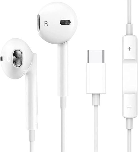 سماعات رأس USB C لأجهزة iPhone 17/17 Pro/16/16e/15 Pro Max/Plus، سماعات أذن سلكية من النوع C (ميكروفون وجهاز تحكم عن بعد) إلغاء الضوضاء لجهاز lPad Pro، Galaxy S23/S22/S21/Ultra Note10/20، بكسل in Saudi Arabia