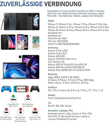 سماعات رأس USB C لأجهزة iPhone 17/17 Pro/16/16e/15 Pro Max/Plus، سماعات أذن سلكية من النوع C (ميكروفون وجهاز تحكم عن بعد) إلغاء الضوضاء لجهاز lPad Pro، Galaxy S23/S22/S21/Ultra Note10/20، بكسل in Saudi Arabia