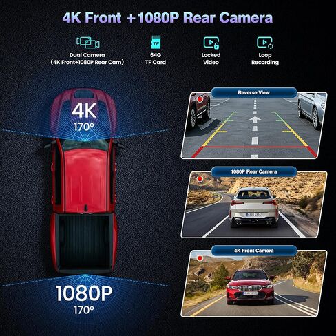 11.5" Portable Carplay Screen for Car,Wireless Car Play Screen with Carplay,Android Auto,OTA Updates,60FPS,4K Dash Cam + 1080P Backup Cam (with a Camera Bracket),Voice Control,GPS Navigation in Saudi Arabia