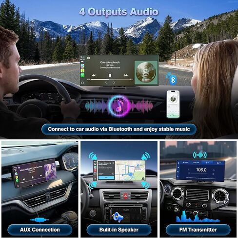 11.5" Portable Carplay Screen for Car,Wireless Car Play Screen with Carplay,Android Auto,OTA Updates,60FPS,4K Dash Cam + 1080P Backup Cam (with a Camera Bracket),Voice Control,GPS Navigation in Saudi Arabia