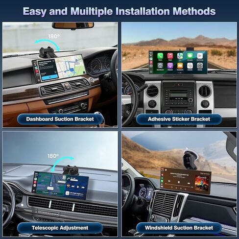 11.5" Portable Carplay Screen for Car,Wireless Car Play Screen with Carplay,Android Auto,OTA Updates,60FPS,4K Dash Cam + 1080P Backup Cam (with a Camera Bracket),Voice Control,GPS Navigation in Saudi Arabia