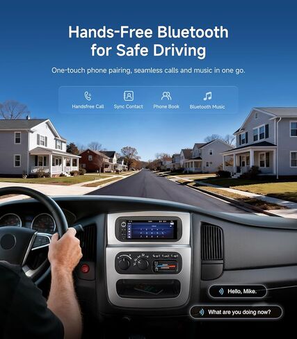 6.36" Single DIN Car Radio Stereo, Linux System HD IPS Touchscreen with Wireless CarPlay & Android Auto, Bluetooth, USB-C/USB/FM in Saudi Arabia
