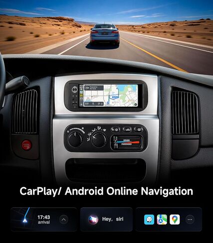 6.36" Single DIN Car Radio Stereo, Linux System HD IPS Touchscreen with Wireless CarPlay & Android Auto, Bluetooth, USB-C/USB/FM in Saudi Arabia