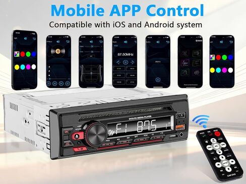 Single Din Car Stereo & Car Radio with CD/DVD Player – Upgrade Your Classic Car with Bluetooth, USB, AUX, SD Card, FM, MP3, Selectable RCA Output, Apple & Android Compatible in Saudi Arabia