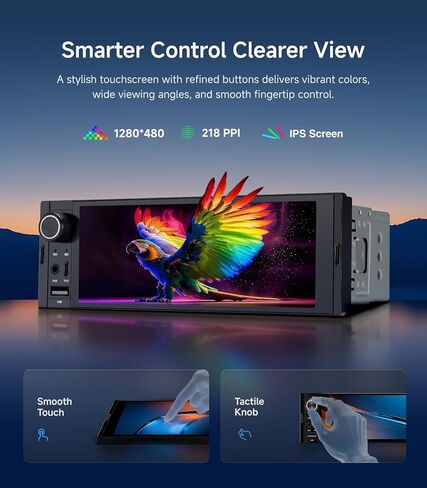 6.36" Single DIN Car Radio Stereo, Linux System HD IPS Touchscreen with Wireless CarPlay & Android Auto, Bluetooth, USB-C/USB/FM in Saudi Arabia