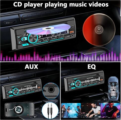 Single Din Car Stereo & Car Radio with CD/DVD Player – Upgrade Your Classic Car with Bluetooth, USB, AUX, SD Card, FM, MP3, Selectable RCA Output, Apple & Android Compatible in Saudi Arabia