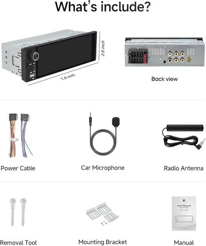 6.36" Single DIN Car Radio Stereo, Linux System HD IPS Touchscreen with Wireless CarPlay & Android Auto, Bluetooth, USB-C/USB/FM in Saudi Arabia