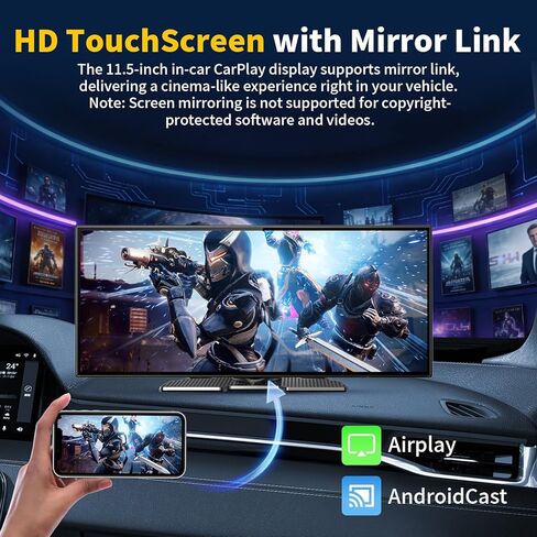 11.5" Largest Wireless Carplay HD Screen for Carplay & Android Auto Car Stereo with 4K Dash Cam 1080P Backup Camera, GPS Navigation/Bluetooth/Mirror Link/Voice Control/AUX/FM/Siri in Kuwait