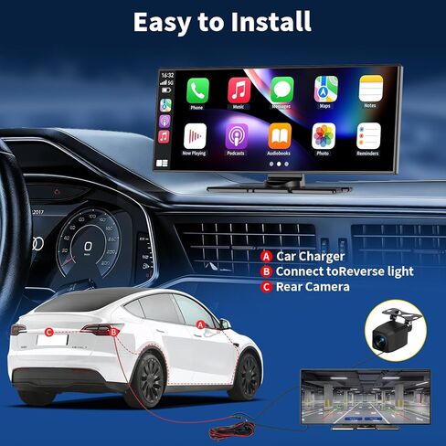 11.5" Largest Wireless Carplay HD Screen for Carplay & Android Auto Car Stereo with 4K Dash Cam 1080P Backup Camera, GPS Navigation/Bluetooth/Mirror Link/Voice Control/AUX/FM/Siri in Kuwait