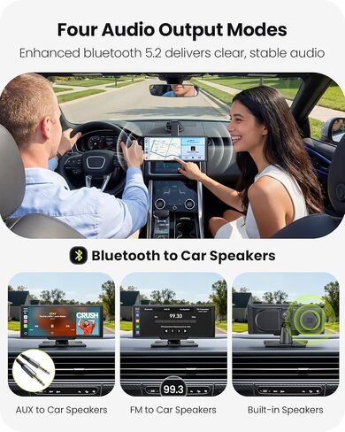 شاشة CarPlay محمولة مقاس 9.26 بوصة لأجهزة Apple Carplay وAndroid Auto مع كاميرا داش 4K وكاميرا احتياطية عالية الدقة، تشغيل السيارة لاسلكيًا مع أقوى بلوتوث 5.2، تحديثات OTA، التحكم الصوتي، نظام تحديد المواقع العالمي (GPS) in Kuwait