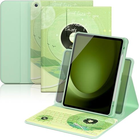 حافظة YBING لجهاز Galaxy Tab A11 Plus مع لوحة مفاتيح مقاس 11 بوصة وGalaxy Tab A9 Plus، غطاء دوار 360 درجة مع لوحة مفاتيح لاسلكية قابلة للفصل بإضاءة خلفية بـ 7 ألوان مع حامل أقلام لجهاز Galaxy Tab A11+ 2025 (أسود) in Kuwait