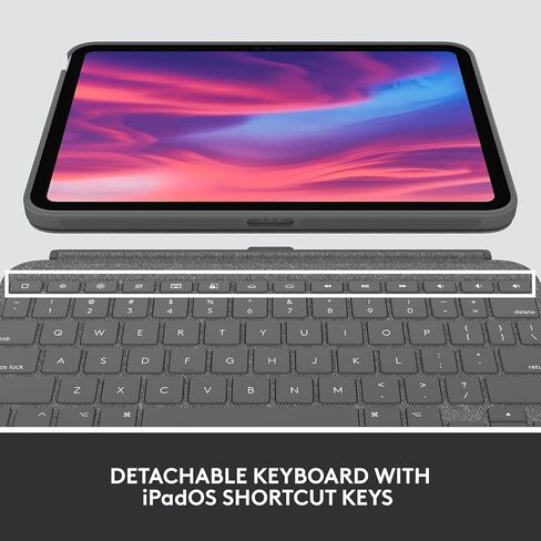 Logitech Combo Touch, Detachable iPad Keyboard Case (10th gen and A16) with Large Precision Trackpad, Full-Size Backlit Keyboard - Oxford Gray (Renewed) in Saudi Arabia