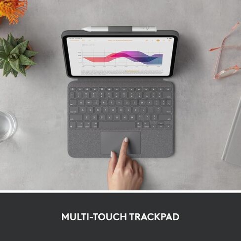 Logitech Combo Touch, Detachable iPad Keyboard Case (10th gen and A16) with Large Precision Trackpad, Full-Size Backlit Keyboard - Oxford Gray (Renewed) in Saudi Arabia