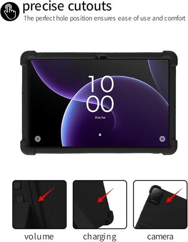حافظة كمبيوتر لوحي TCL TAB 10 Gen 4 مقاس 10.1 بوصة، حامل من السيليكون الناعم BOVUGAC قابل للتعديل مقاوم للصدمات لجهاز TCL TAB10 Gen4 مقاس 10.1 بوصة (أسود) in Saudi Arabia