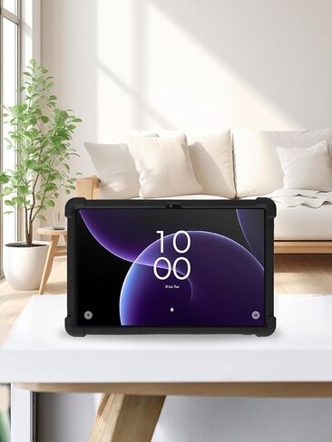 حافظة كمبيوتر لوحي TCL TAB 10 Gen 4 مقاس 10.1 بوصة، حامل من السيليكون الناعم BOVUGAC قابل للتعديل مقاوم للصدمات لجهاز TCL TAB10 Gen4 مقاس 10.1 بوصة (أسود) in Saudi Arabia