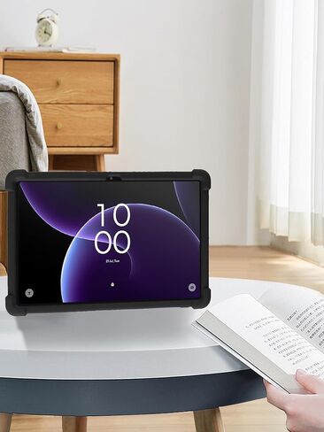 حافظة كمبيوتر لوحي TCL TAB 10 Gen 4 مقاس 10.1 بوصة، حامل من السيليكون الناعم BOVUGAC قابل للتعديل مقاوم للصدمات لجهاز TCL TAB10 Gen4 مقاس 10.1 بوصة (أسود) in Saudi Arabia