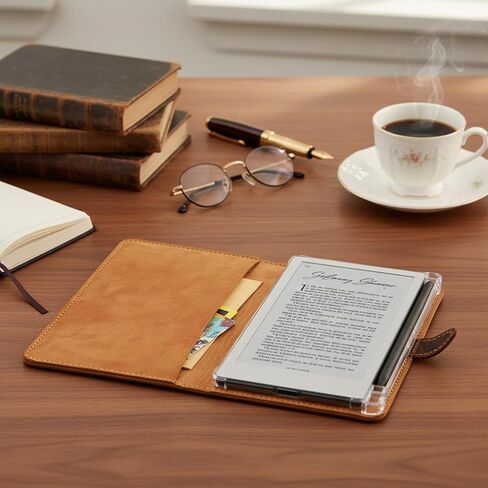Rustic Full Grain Leather Case Compatible with Remarkable Paper Pro Move 7.3", Folio Cover with Soft Lining, Hand Sewn Stitching, TPU Shell, Pen Holder Gift for Writer in Saudi Arabia