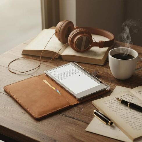 Rustic Full Grain Leather Case Compatible with Remarkable Paper Pro Move 7.3", Folio Cover with Soft Lining, Hand Sewn Stitching, TPU Shell, Pen Holder Gift for Writer in Saudi Arabia