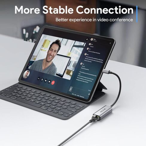 USB C to Ethernet Adapter, ABLEWE Type-C to RJ45 Gigabit Ethernet Adapter, Thunderbolt 3/4 to RJ45 LAN Network Adapter Compatible for MacBook Pro/Air, iPhone 15/16/17 Pro/Max,iMac, iPad Pro, Dell XPS in Kuwait