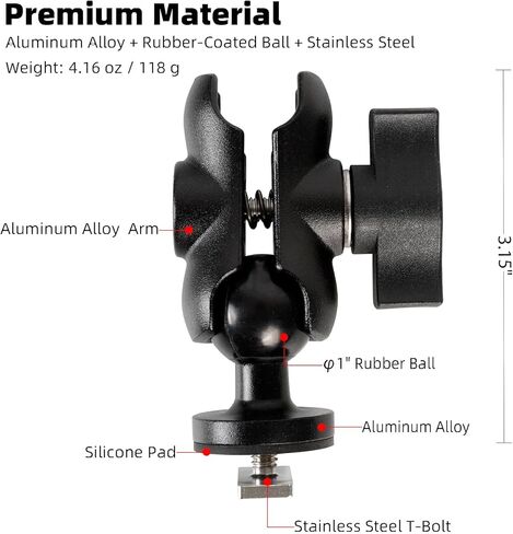 1" Track Ball with T-Bolt Attachment & Short Double Socket Arm, Aluminum Alloy Track Mount Base for Kayak Boat Truck, Compatible with RAM Mounts and 1 inch Ball Phone Holder in Saudi Arabia