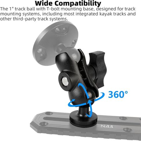 1" Track Ball with T-Bolt Attachment & Short Double Socket Arm, Aluminum Alloy Track Mount Base for Kayak Boat Truck, Compatible with RAM Mounts and 1 inch Ball Phone Holder in Saudi Arabia
