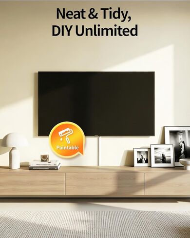 Yecaye 70.8in Cord Hider، أغطية الأسلاك لـ 2-3 أسلاك على الحائط، متوسط ​​​​مخفي كبل التلفزيون، مسار الكابل ذاتي اللصق، أغطية الأسلاك القابلة للطلاء للحبال على الحائط، W0.94in H0.55in، أبيض in Kuwait