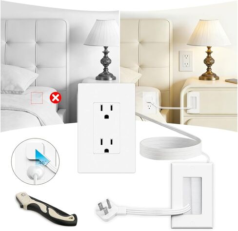 in Wall Cable Management Kit，TV Vord Hider，Outlet Relocation Kit for Relocating Unreachable Electrical Outlets，2 AC Outlets，9.8ft Cord – Easy, Safe Cable Management for Organized TV and Home Setups in Saudi Arabia