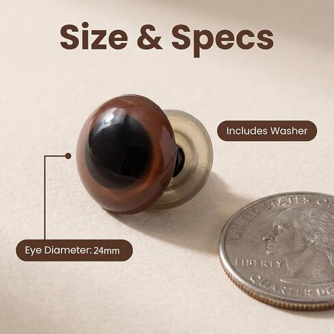 100 Pieces Brown Plastic Safety Eyes DIY Sewing Craft Eyes for Bear Doll Puppet Animal and All Stuffed Toys(24mm) in Saudi Arabia