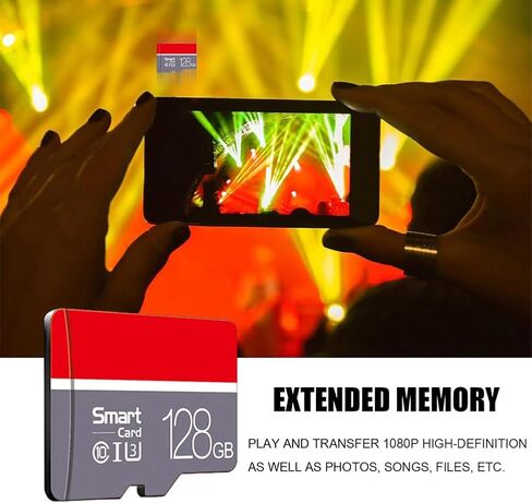 High Speed Micro SD Card with Adapter,128GB TF Card for Security Cameras, Smartphones,Tablets,Drones - U3,Class 10,A1,Full HD Video(Grey) in Saudi Arabia
