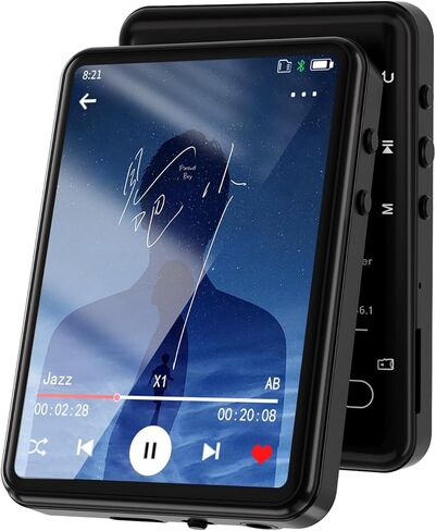 مشغل MP3 مع بلوتوث 5.3 - مشغل موسيقى محمول مع مكبر صوت، راديو FM، كتاب إلكتروني، تشغيل عشوائي/تكرار، مشغل MP3 بشاشة لمس كاملة للاجتماعات والمحاضرات واللياقة البدنية وفتحة بطاقة SD، 64 جيجابايت أزرق in Saudi Arabia