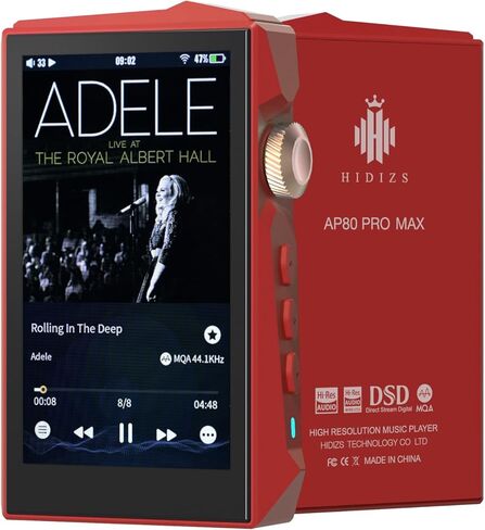 مشغل MP3 HIDIZS AP80 Pro MAX DAP مع بلوتوث 5.1، تشغيل بث عالي الدقة 2.4 جيجا واي فاي، DLNA وAirPlay اللاسلكي، مشغل صوت عالي الدقة ES9219C DAC، ملحق بطاقة SD سعة 2 تيرابايت، أسود in Kuwait