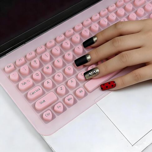 Se7enline Universal 15/16/17 Inch Laptop Keyboard Cover for Long Nails, Compatible with MacBook/HP/Dell/Lenovo/Acer/Asus/Samsung, Nail Friendly Raised Keyboard Bubbles Stickers for Nail Art, Pink in Saudi Arabia