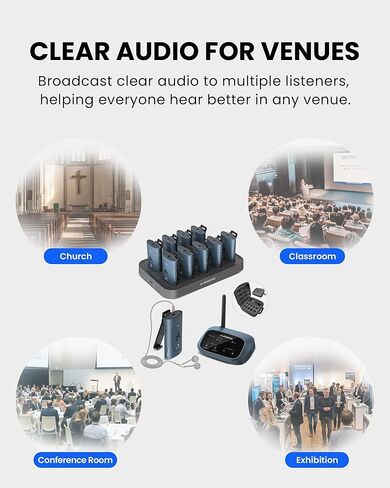Avantree AuraPlex MX - Auracast Assistive Listening System for Church, Works with Auracast Hearing Aids, 1 Transmitter & 10 Receiver Devices, Expandable, 328ft Range for Events & Classrooms in Saudi Arabia
