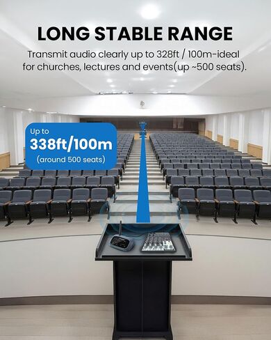 Avantree AuraPlex MX - Auracast Assistive Listening System for Church, Works with Auracast Hearing Aids, 1 Transmitter & 10 Receiver Devices, Expandable, 328ft Range for Events & Classrooms in Saudi Arabia