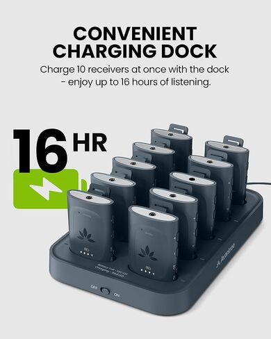 Avantree AuraPlex MX - Auracast Assistive Listening System for Church, Works with Auracast Hearing Aids, 1 Transmitter & 10 Receiver Devices, Expandable, 328ft Range for Events & Classrooms in Saudi Arabia