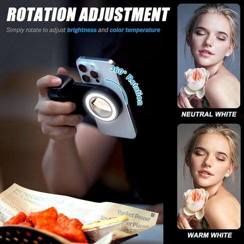Magnetic Selfie Ring Light, Snap Grip with Detachable Bluetooth Remote Control for iPhone, Rechargeable LED Fill Light, Smartphone Camera Handle, Photo Shooting Acccessories Compatible with Magsafe in Saudi Arabia