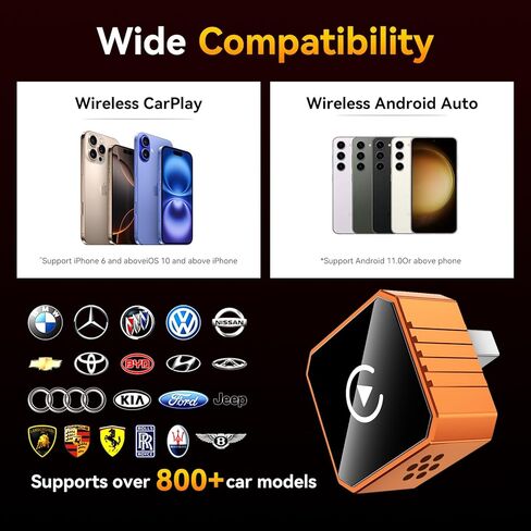 محول CarPlay اللاسلكي لأجهزة Apple فقط، 2026 ترقية محول CarPlay الصغير من الألومنيوم يحول السلكي إلى CarPlay اللاسلكي لأجهزة iPhone، التوصيل والتشغيل، الاتصال التلقائي سريع ومستقر، مع USB-C in Kuwait