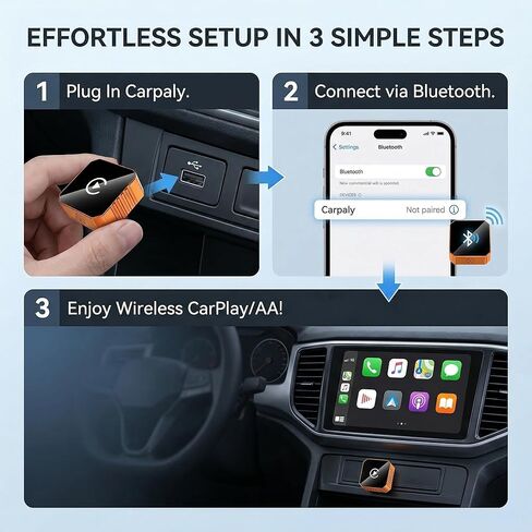 محول CarPlay اللاسلكي لأجهزة Apple فقط، 2026 ترقية محول CarPlay الصغير من الألومنيوم يحول السلكي إلى CarPlay اللاسلكي لأجهزة iPhone، التوصيل والتشغيل، الاتصال التلقائي سريع ومستقر، مع USB-C in Kuwait