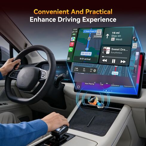 محول CarPlay اللاسلكي لأجهزة Apple فقط، 2026 ترقية محول CarPlay الصغير من الألومنيوم يحول السلكي إلى CarPlay اللاسلكي لأجهزة iPhone، التوصيل والتشغيل، الاتصال التلقائي سريع ومستقر، مع USB-C in Kuwait