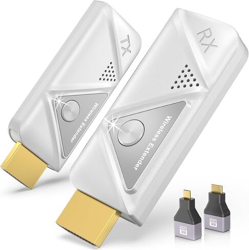 Wireless HDMI Transmitter and 2 Receivers, HDMI Wireless Dual Display Extender Kit Sync to 2 Screens, 5G/328FT/1080P Plug & Play for Simultaneous Audio/Video on TVs/Projectors/Monitors in Saudi Arabia