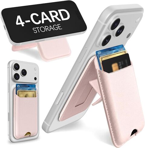 Shorogyt Compatible with Magsafe Wallet with Stand - Magnetic Wallets for iPhone 17/16/15/14/13/12 Series Slim Leather Minimalist Magnet Phone Card Holder for Women Girls Men Fit 4 Cards, Purple in Saudi Arabia