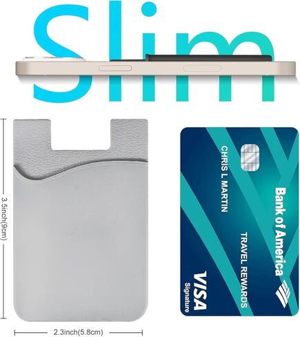 Phone Card Holder, Adhesive Back Sticker for Credit Cards & ID, Slim Secure Wallet for iPhone & Android Phones, Wallet for iPhone 17/16/15/14/13/12 Series and Selected Samsung Devices in Saudi Arabia